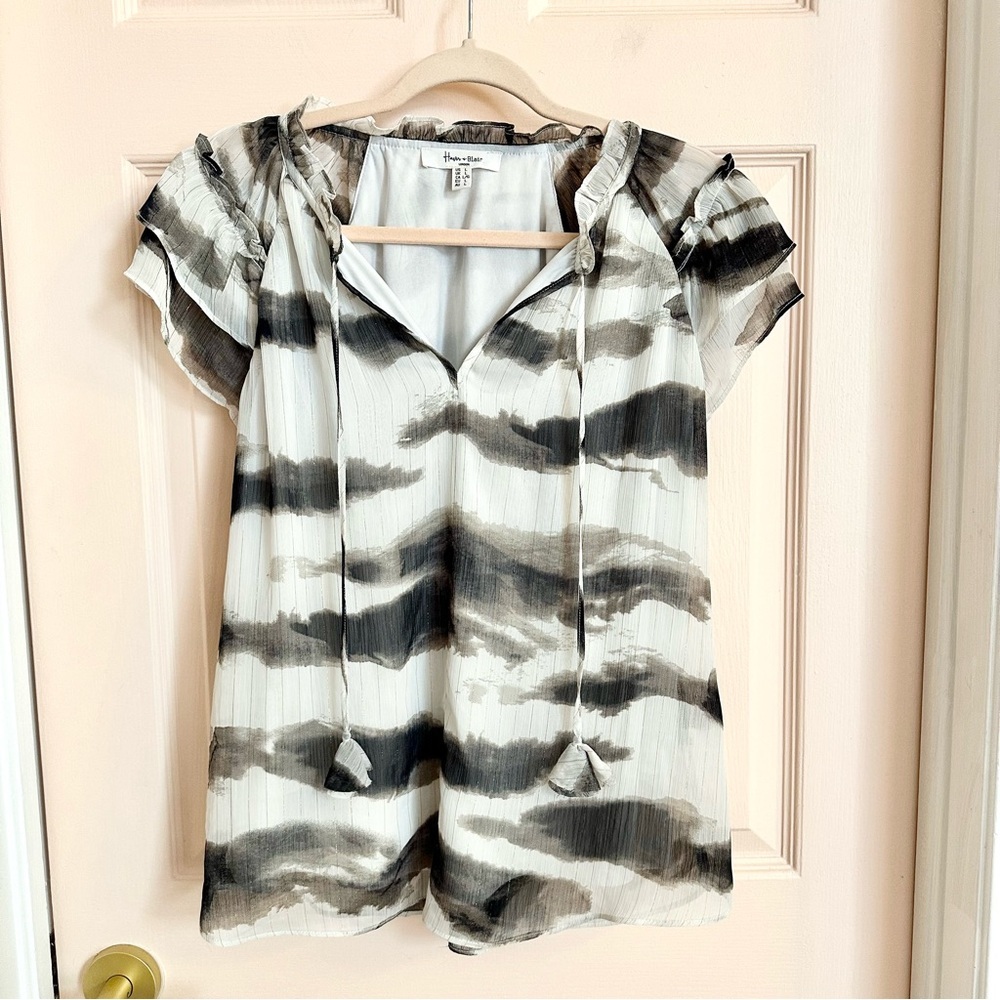Black and white haver + Blair top
